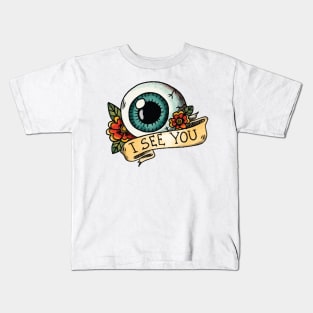 Eye see you (I see you) old tattoo concept Kids T-Shirt